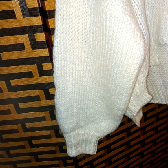 Blue Blush "Made With Love" Distressed Hem Crewneck Cable knit Baggy Sweater - Picture 5 of 7